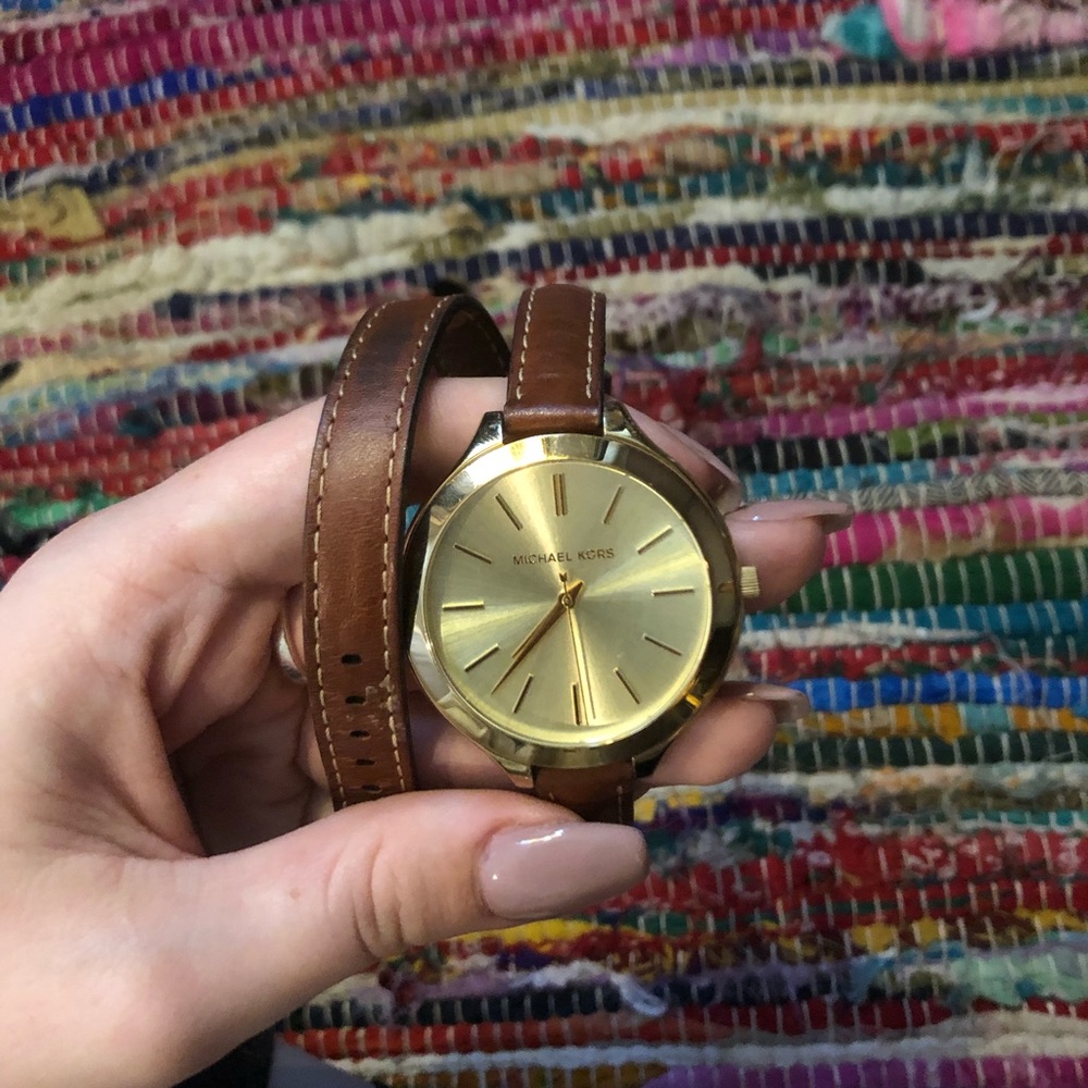 Michael Kors Women’s Slim Runway Leather Watch